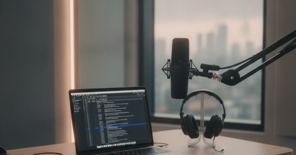 Blubrry podcast episode with transcript text displayed on screen