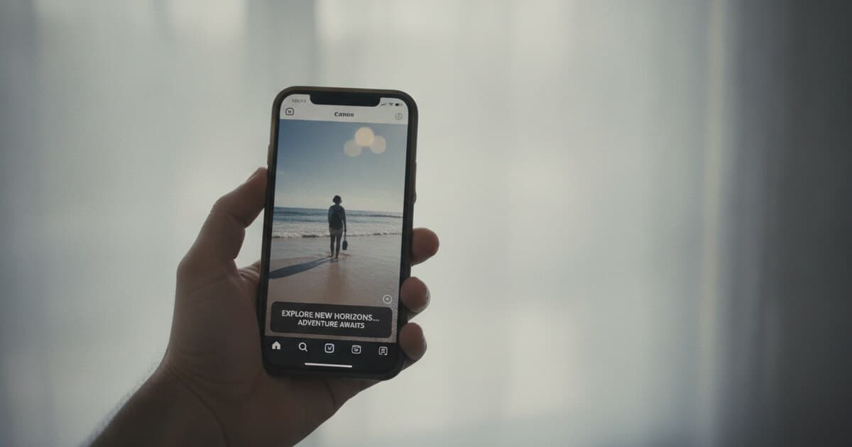 Smartphone showing an Instagram Reel with caption text visible at the bottom of the screen