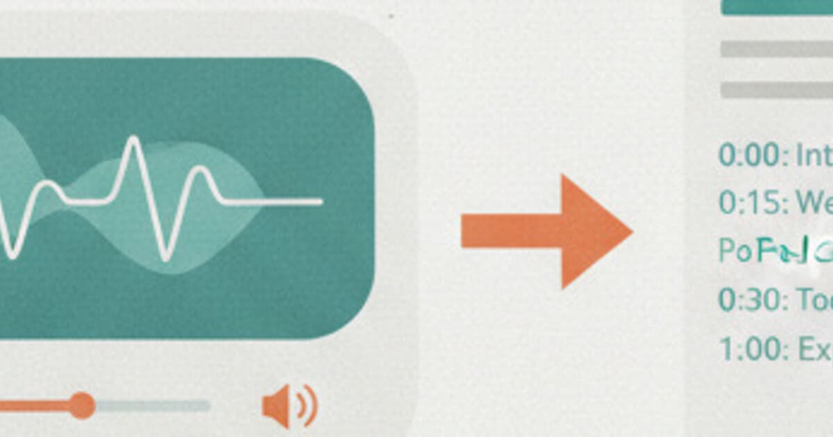 Podbean podcast interface with a transcript document shown alongside it