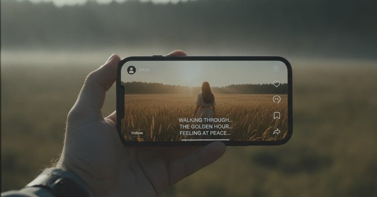 TikTok mobile interface with auto-captions enabled on a video