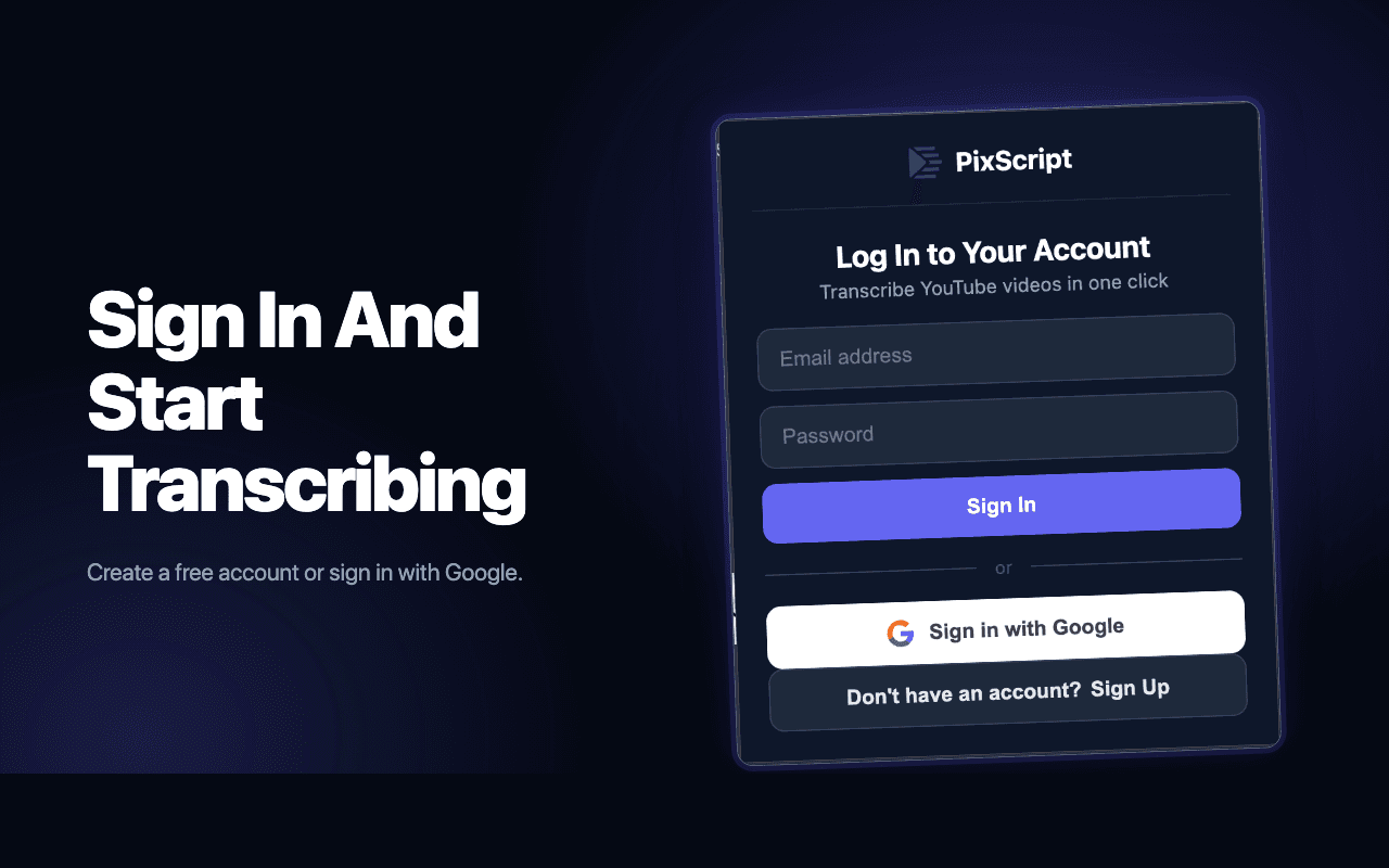 Sign in once, transcribe anywhere