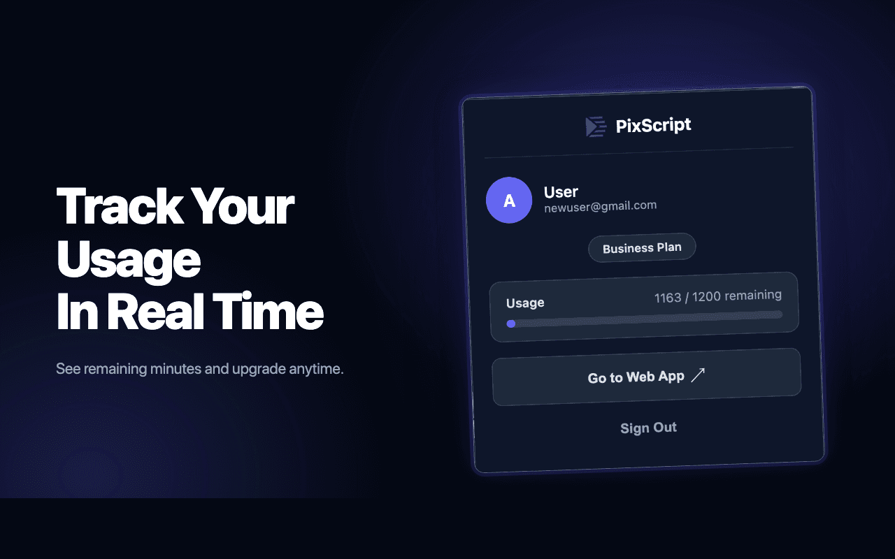 Track minutes from the popup