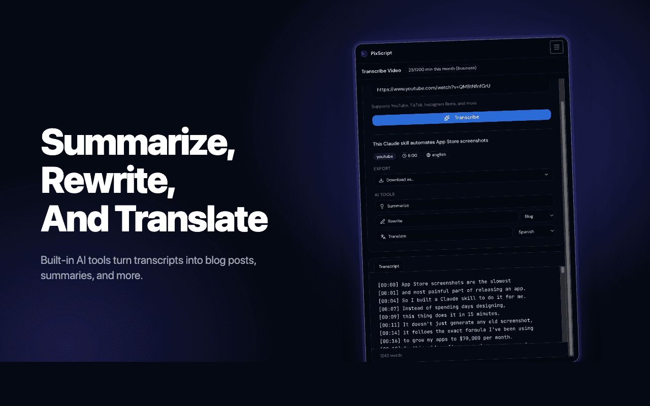 Summarize, rewrite, translate