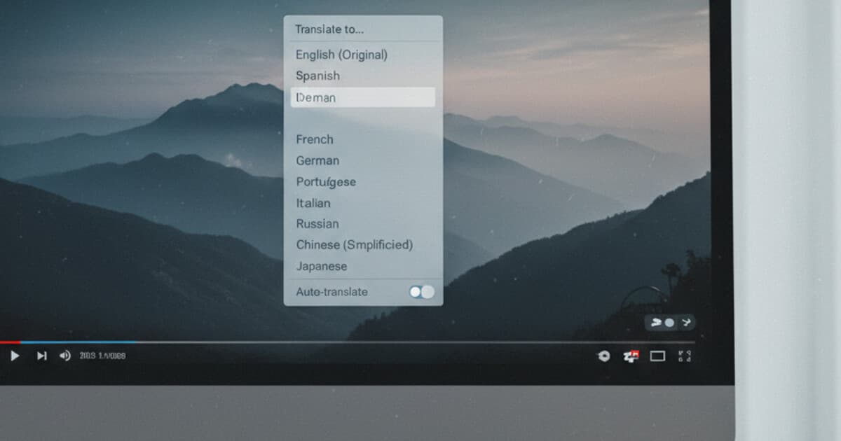 YouTube video player showing subtitle settings menu with language translation options