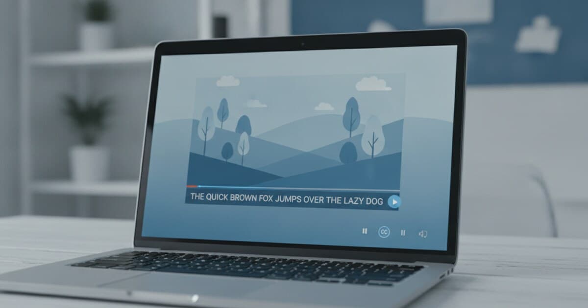 YouTube video player interface on a laptop screen with the CC captions button highlighted in the control bar