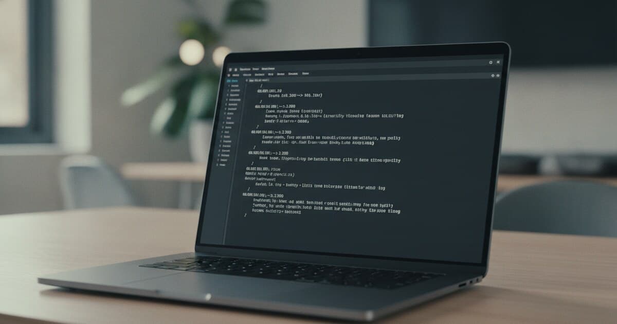 Laptop screen showing an SRT subtitle file open in a code editor with timestamped caption blocks